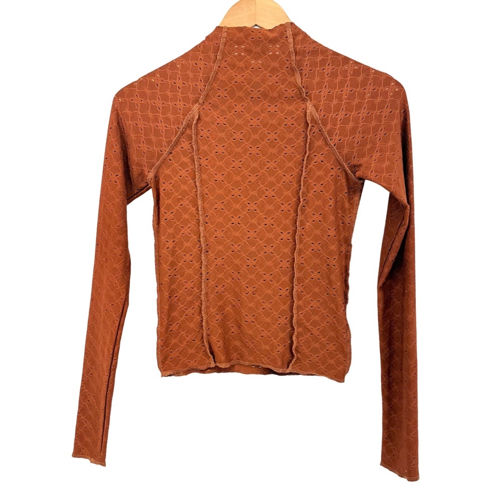Urban Outfitters Rust Pointelle Mock Neck Top Balletcore Fairy Grunge Boho XS